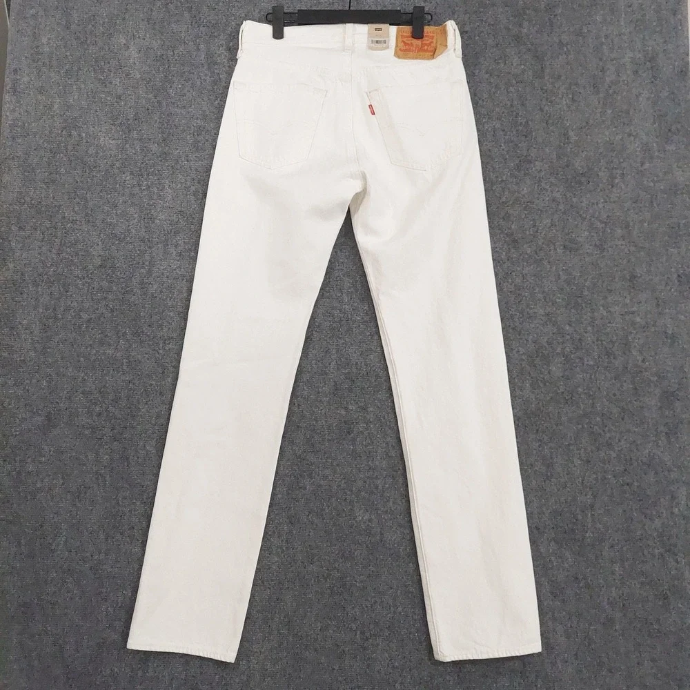 Levis 501 Original Jeans Mens 30x34 White 100% Cotton Button Fly Straight Denim